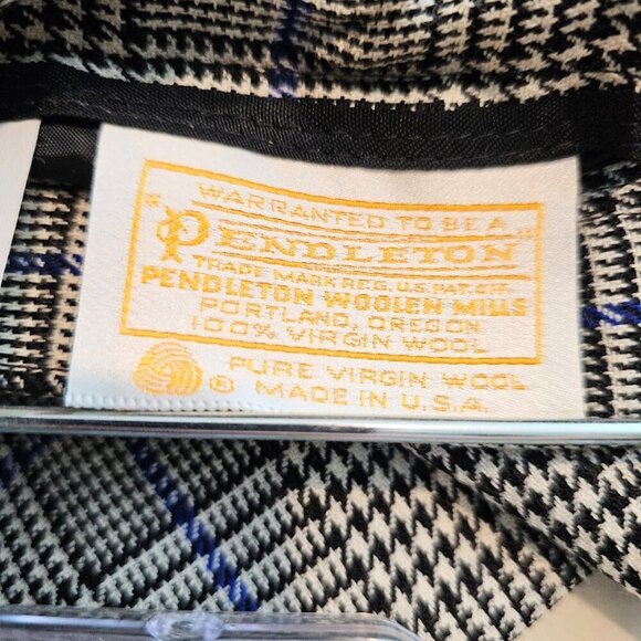 Vintage PENDLETON Wool Skirt Straight GRAY BLACK BLUE PLAID size 12 Chic Preppy - Picture 6 of 9